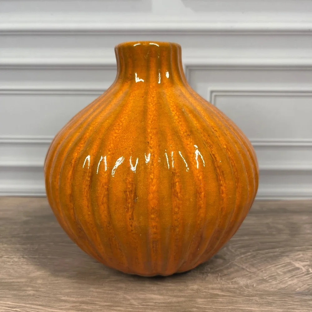 Ribbed Bud Vase Home Decor Orange 6